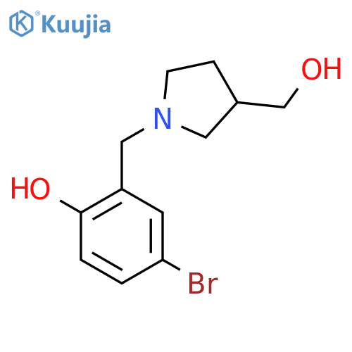 4-Bromo-2-((3-(hydroxymethyl)pyrrolidin-1-yl)methyl)phenol structure