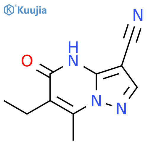 6-ethyl-7-methyl-5-oxo-4H,5H-pyrazolo1,5-apyrimidine-3-carbonitrile structure