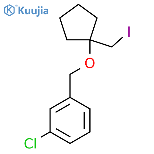 1-chloro-3-({1-(iodomethyl)cyclopentyloxy}methyl)benzene structure