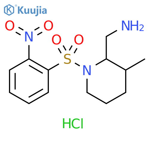 2-Piperidinemethanamine, 3-methyl-1-[(2-nitrophenyl)sulfonyl]-, hydrochloride (1:1) structure