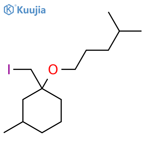 1-(iodomethyl)-3-methyl-1-(4-methylpentyl)oxycyclohexane structure
