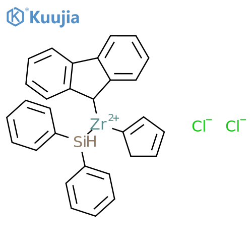 Diphenylsilyl(cyclopentadienyl)(9-fluorenyl)zirconium dichloride structure