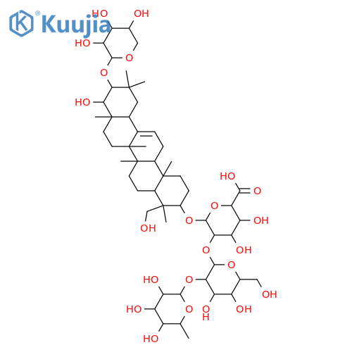 β-D-Glucopyranosiduronic acid, (3β,4β,21β,22β)-22,23-dihydroxy-21-(β-D-xylopyranosyloxy)olean-12-en-3-yl O-6-deoxy-α-L-mannopyranosyl-(1→2)-O-β-D-galactopyranosyl-(1→2)- (9CI) structure