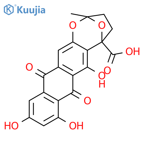 2,5-Epoxyanthra[2,3-b]oxepin-5(2H)-carboxylicacid, 3,4,7,12-tetrahydro-6,8,10-trihydroxy-2-methyl-7,12-dioxo- (9CI) structure