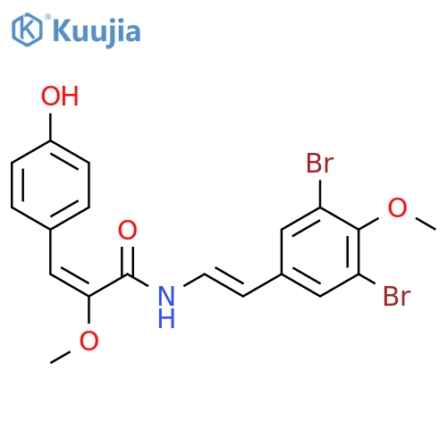 2-Propenamide, N-[(1E)-2-(3,5-dibromo-4-methoxyphenyl)ethenyl]-3-(4-hydroxyphenyl)-2-methoxy-, (2E)- structure