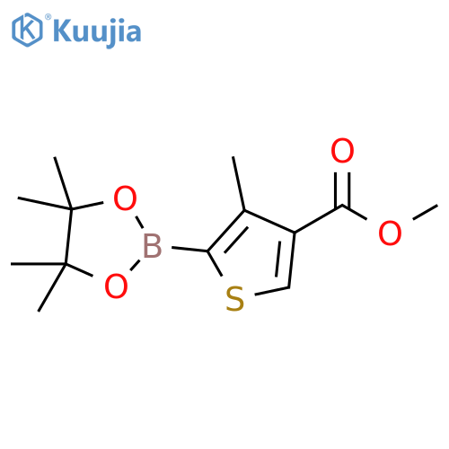 methyl 4-methyl-5-(tetramethyl-1,3,2-dioxaborolan-2-yl)thiophene-3-carboxylate structure