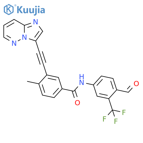 N-[4-Formyl-3-(trifluoromethyl)phenyl]-3-(2-imidazo[1,2-b]pyridazin-3-ylethynyl)-4-methylbenzamide structure
