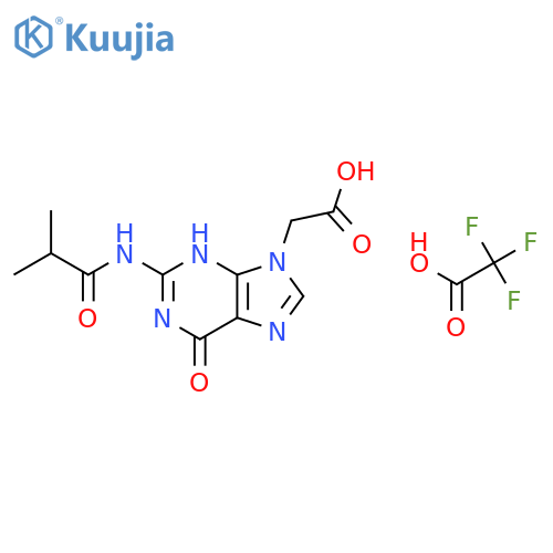2-[2-(2-Methylpropanoylamino)-6-oxo-1H-purin-9-yl]acetic acid;2,2,2-trifluoroacetic acid structure