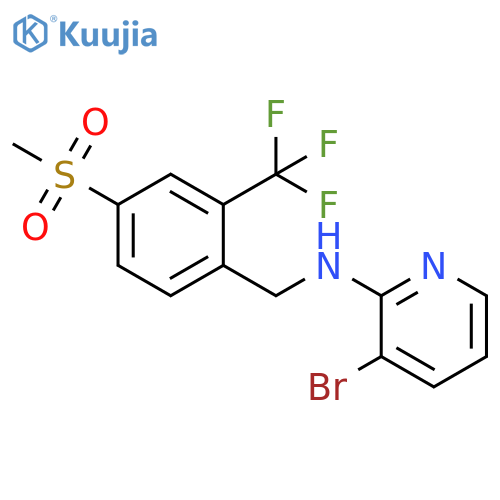 3-Bromo-N-{[4-methanesulfonyl-2-(trifluoromethyl)phenyl]methyl}pyridin-2-amine structure