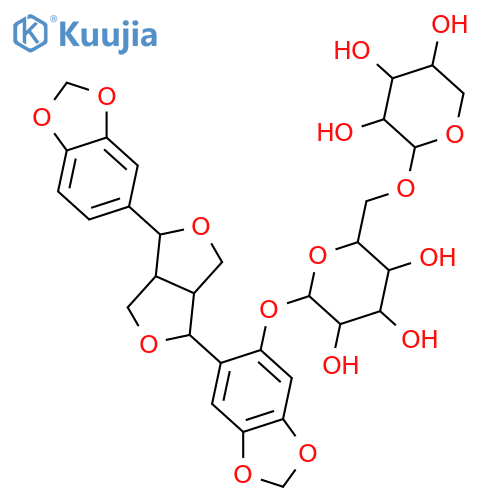 7,9':7',9-Diepoxy-8,8'-lignan-2,3',4,4',5-pentol; (7R,7'S,8R,8'R)-form, 3',4':4,5-Bis(methylene) ether, 2-O-[β-D-xylopyranosyl-(1→6)-β-D-glucopyranoside] structure