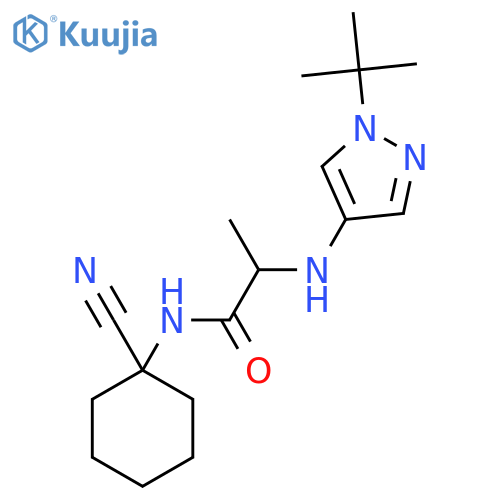 2-[(1-Tert-butylpyrazol-4-YL)amino]-N-(1-cyanocyclohexyl)propanamide structure