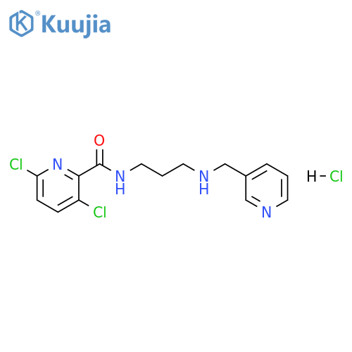 2-Pyridinecarboxamide, 3,6-dichloro-N-[3-[(3-pyridinylmethyl)amino]propyl]-, hydrochloride (1:1) structure