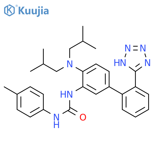 1-[2-[bis(2-methylpropyl)amino]-5-[2-(2H-tetrazol-5-yl)phenyl]phenyl]-3-(4-methylphenyl)urea structure