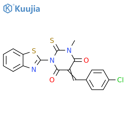 4,6(1H,5H)-Pyrimidinedione, 1-(2-benzothiazolyl)-5-[(4-chlorophenyl)methylene]dihydro-3-methyl-2-thioxo- structure