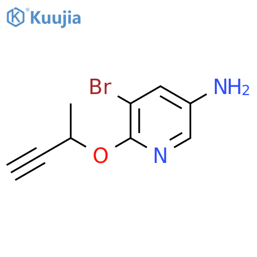 3-Pyridinamine, 5-bromo-6-[(1-methyl-2-propyn-1-yl)oxy]- structure