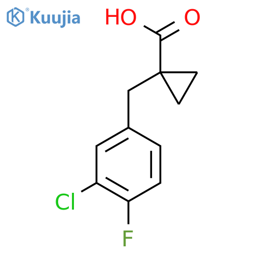 1-(3-chloro-4-fluorophenyl)methylcyclopropane-1-carboxylic acid structure