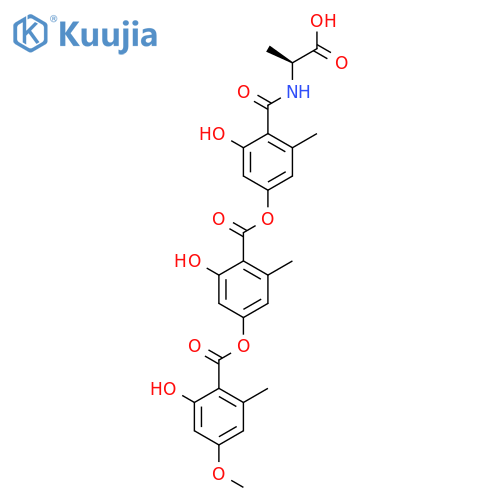 (2S)-2-[[2-Hydroxy-4-[2-hydroxy-4-(2-hydroxy-4-methoxy-6-methylbenzoyl)oxy-6-methylbenzoyl]oxy-6-methylbenzoyl]amino]propanoic acid structure