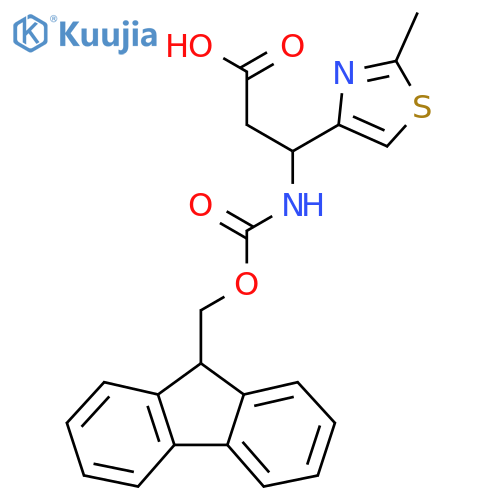 3-({(9H-fluoren-9-yl)methoxycarbonyl}amino)-3-(2-methyl-1,3-thiazol-4-yl)propanoic acid structure