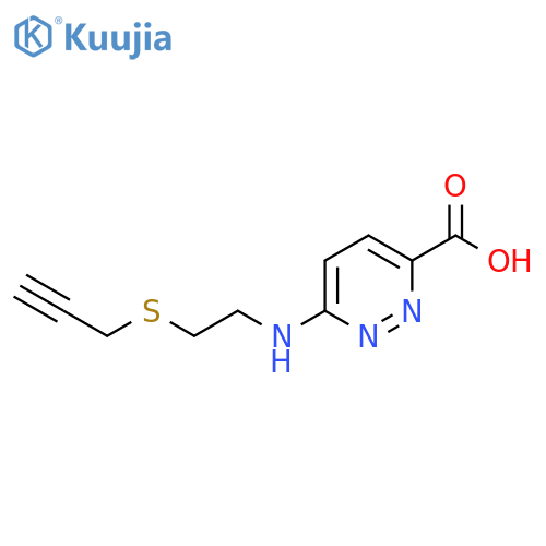 6-{2-(prop-2-yn-1-ylsulfanyl)ethylamino}pyridazine-3-carboxylic acid structure