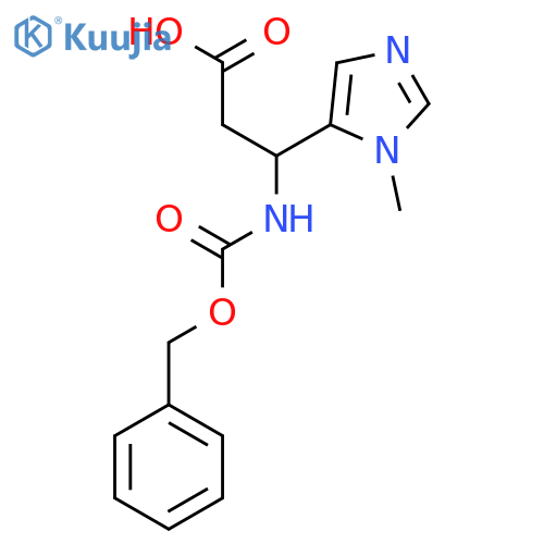 3-{(benzyloxy)carbonylamino}-3-(1-methyl-1H-imidazol-5-yl)propanoic acid structure