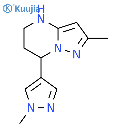 1-methyl-4-{2-methyl-4H,5H,6H,7H-pyrazolo1,5-apyrimidin-7-yl}-1H-pyrazole structure