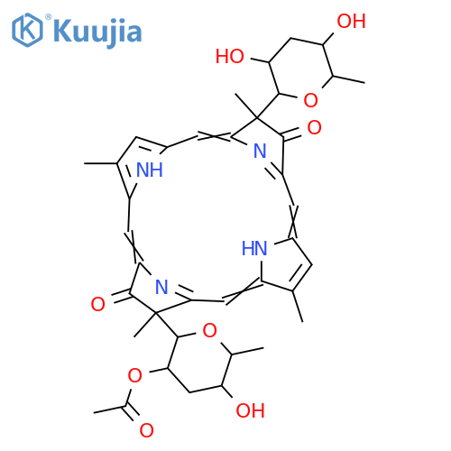 21H,23H-Porphine-7,17-dione, 18-(2-O-acetyl-3,6-dideoxy-β-xylo-hexopyranosyl)-8-(3,6-dideoxy-β-xylo-hexopyranosyl)-8,18-dihydro-2,8,13,18-tetramethyl- structure