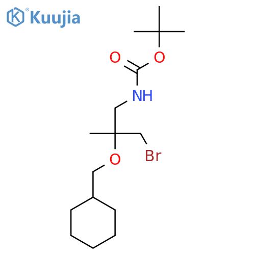 tert-butyl N-3-bromo-2-(cyclohexylmethoxy)-2-methylpropylcarbamate structure