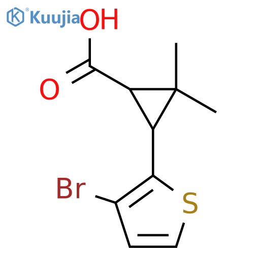 3-(3-bromothiophen-2-yl)-2,2-dimethylcyclopropane-1-carboxylic acid structure