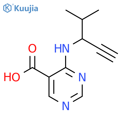 4-(4-methylpent-1-yn-3-yl)aminopyrimidine-5-carboxylic acid structure