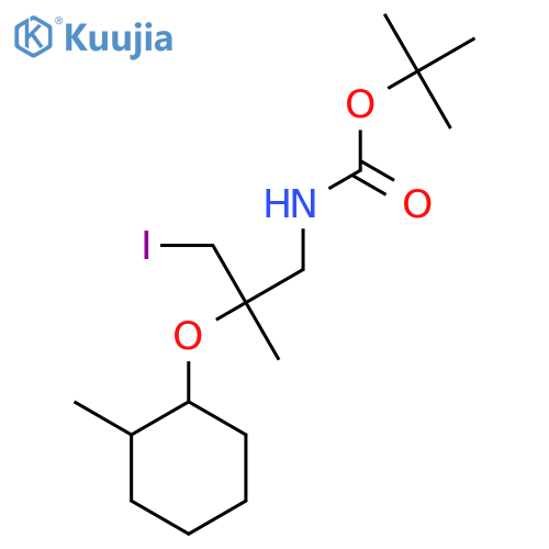 tert-butyl N-{3-iodo-2-methyl-2-(2-methylcyclohexyl)oxypropyl}carbamate structure