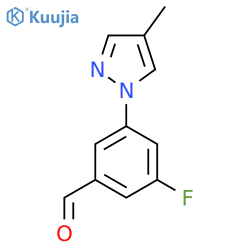 3-Fluoro-5-(4-methyl-1H-pyrazol-1-yl)benzaldehyde structure