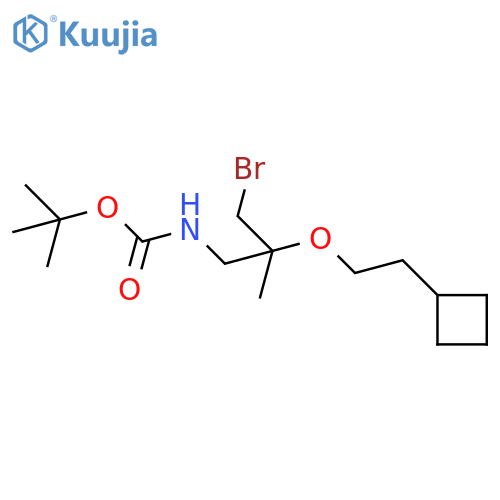 tert-butyl N-3-bromo-2-(2-cyclobutylethoxy)-2-methylpropylcarbamate structure