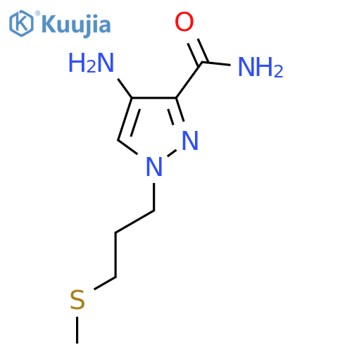 4-amino-1-3-(methylsulfanyl)propyl-1H-pyrazole-3-carboxamide structure