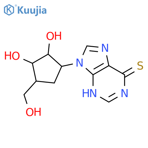 6H-Purine-6-thione,9-[(1S,2R,3S,4S)-2,3-dihydroxy-4-(hydroxymethyl)cyclopentyl]-1,9-dihydro- structure