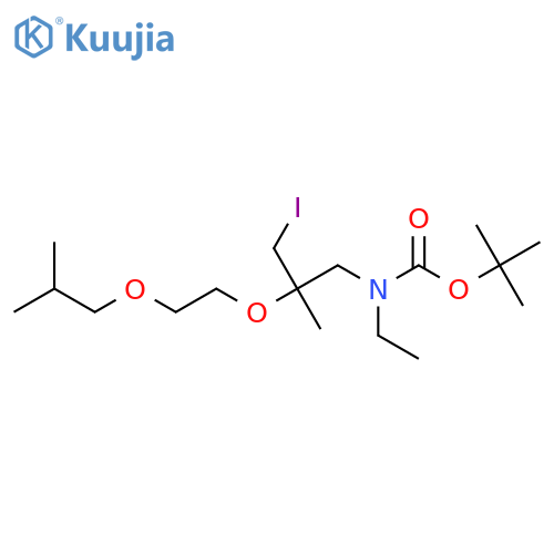 tert-butyl N-ethyl-N-{3-iodo-2-methyl-2-2-(2-methylpropoxy)ethoxypropyl}carbamate structure
