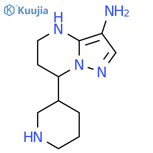 7-(piperidin-3-yl)-4H,5H,6H,7H-pyrazolo1,5-apyrimidin-3-amine structure