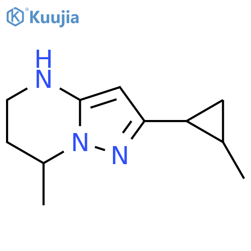 7-methyl-2-(2-methylcyclopropyl)-4H,5H,6H,7H-pyrazolo1,5-apyrimidine structure