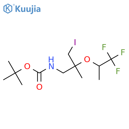 tert-butyl N-{3-iodo-2-methyl-2-(1,1,1-trifluoropropan-2-yl)oxypropyl}carbamate structure