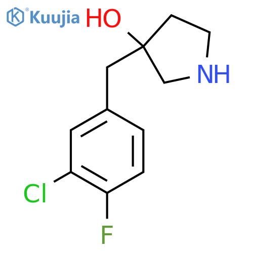 3-(3-chloro-4-fluorophenyl)methylpyrrolidin-3-ol structure