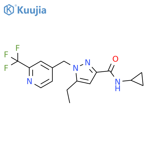N-cyclopropyl-5-ethyl-1-{2-(trifluoromethyl)pyridin-4-ylmethyl}-1H-pyrazole-3-carboxamide structure