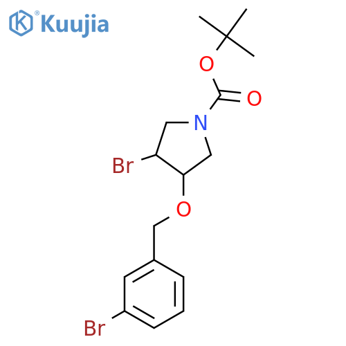 tert-butyl 3-bromo-4-(3-bromophenyl)methoxypyrrolidine-1-carboxylate structure