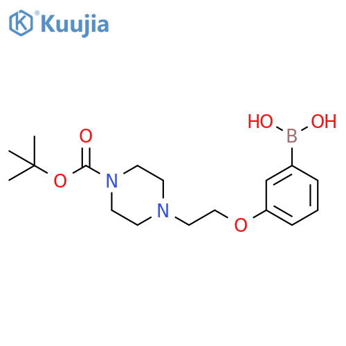 (3-(2-(4-(tert-butoxycarbonyl)piperazin-1-yl)ethoxy)phenyl)boronic acid structure