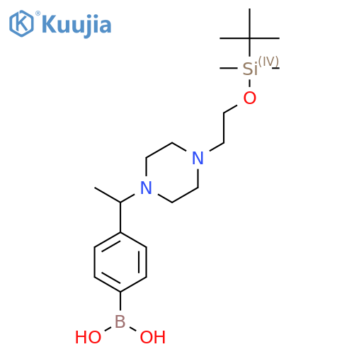 (4-(1-(4-(2-((Tert-butyldimethylsilyl)oxy)ethyl)piperazin-1-yl)ethyl)phenyl)boronic acid structure