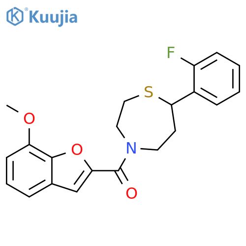 7-(2-fluorophenyl)-4-(7-methoxy-1-benzofuran-2-carbonyl)-1,4-thiazepane structure