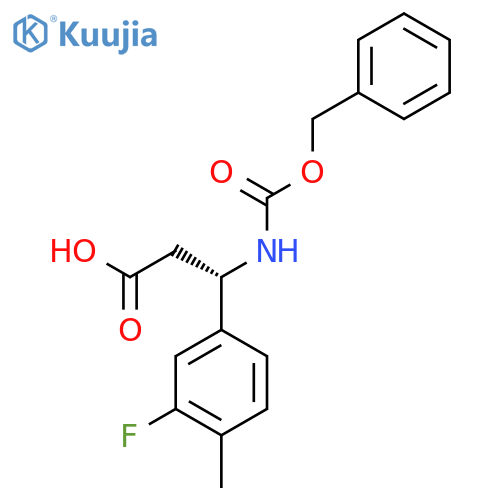 (3S)-3-{(benzyloxy)carbonylamino}-3-(3-fluoro-4-methylphenyl)propanoic acid structure