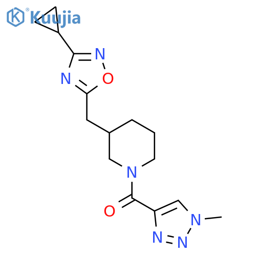 3-[(3-cyclopropyl-1,2,4-oxadiazol-5-yl)methyl]-1-(1-methyl-1H-1,2,3-triazole-4-carbonyl)piperidine structure