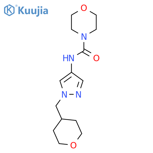 N-(1-((tetrahydro-2H-pyran-4-yl)methyl)-1H-pyrazol-4-yl)morpholine-4-carboxamide structure