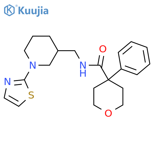 4-phenyl-N-((1-(thiazol-2-yl)piperidin-3-yl)methyl)tetrahydro-2H-pyran-4-carboxamide structure