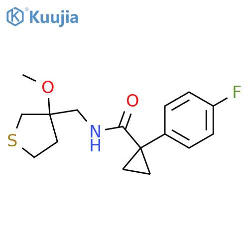1-(4-fluorophenyl)-N-[(3-methoxythiolan-3-yl)methyl]cyclopropane-1-carboxamide structure