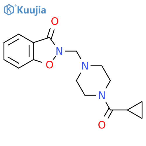 2-[(4-Cyclopropanecarbonylpiperazin-1-yl)methyl]-2,3-dihydro-1,2-benzoxazol-3-one structure